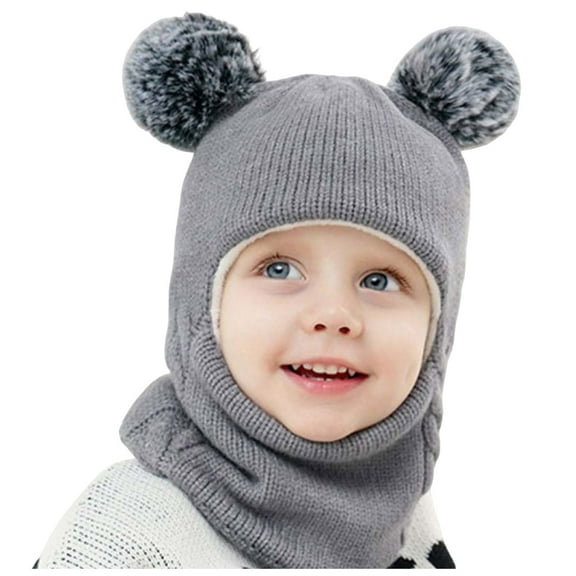 Splozh Baby Winter Hats Children Hats Comfortable Soft Fleece Lined Warm Stylish Pullover Neck Hats Grey,2-7 Years