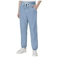thumbnail image 1 of Splozh Baggy Pants Boys' Casual Solid Color Drawstring with Pockets Drawstring Children's Trousers Pants Light Blue,7-8 Years, 1 of 6
