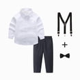 thumbnail image 1 of Splozh Baptism Outfit for Boys Fashion, Long Sleeves Shirt Trousers Bow Tie Outfits Sets Weddings Soft Comfortable Breathable,Black,3-4 Years, 1 of 5