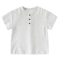 thumbnail image 1 of Splozh Basic Tops Toddler Short Sleeve Cotton Shirt Boys Ribbed T Shirt Summer Tops Grey,8-10 Years, 1 of 9