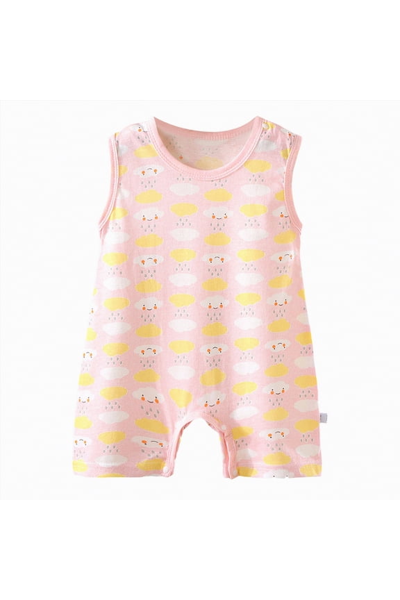 Bay Boy Clothes Cotton Baby Boy Rompers Sleeveless Toddler Romper Breathable Spring/Summer Clothes 12-18 Months,Light Pink