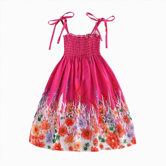 Splozh Beach Dress for Girls 2T 3T 4T 5T 6T 7T 8T Toddler Kids Girls Baby Floral Beach Straps Dress Princess Clothes,B,4-5 Years