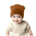 thumbnail image 1 of Splozh Beanies for Babies Newborn Baby Fall and Winter Hats Boys and Girls Baby Bear Knitted Hats Coffee,3-36 Months, 1 of 8