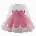 thumbnail image 1 of Splozh Birthday Dress 6 12 18 24 Months Infant Baby Girls Ruffle Sleeve Lace Bowknot Flower Dresses Pageant Party Wedding Princess Dress,Watermelon Red,6-12 Months, 1 of 9