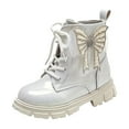 thumbnail image 1 of Splozh Boots for Girls Ankle Boots Lace Up Waterproof Combat Shoes with Side Zipper for Toddler/Little Kid/Big Kid Silver,US 1.5, 1 of 7