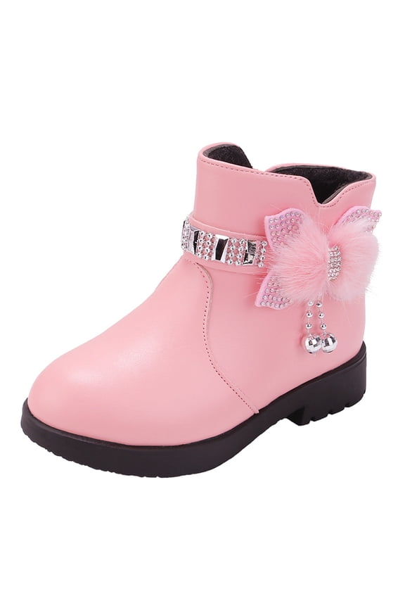 Boots for Kids Girls Boots Kids Ankle Boots with Zipper Dress Boot Low Heels Booties for Toddler Little Kids Pink,US 7