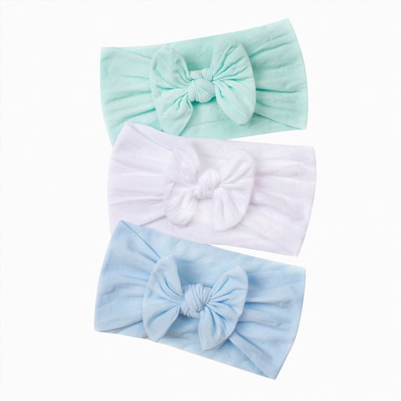 Splozh Bow Headbands for Baby Girls Cute Bows Toddler Infant Baby Boys Girls Stretch Solid Bow Hairband Headwear Headband Elastics Hair Accessories 3 Pack,A,One Size