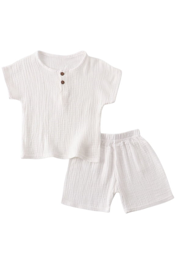 Boy Baptism Outfit Baby Boy Summer Outfits Shirt Soft Pocket Short Sleeve Tops Shorts Sets Baby Clothes White,18-24 Months