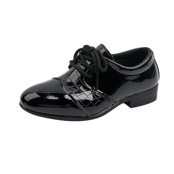 Splozh Boy Dress Shoes Toddler Toddler Boys Girls Dress Shoes Comfort Oxford Shoes Wedding Church Dress Shoes School Flats (Toddler/Little Kid) Black,US 12