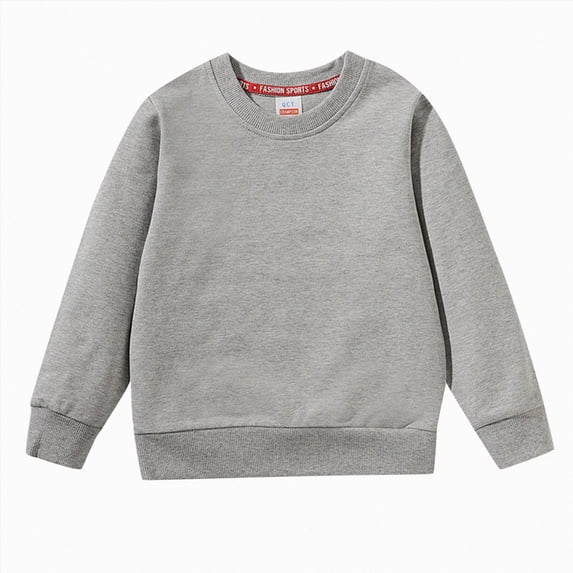 Splozh Boy Sweatshirts Kids Toddler Baby Boys Girls Solid Long Sleeve Cotton Round Neck Sweatshirt Pullover Tops Outfits,Grey,5-6 Years