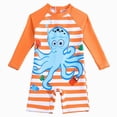 thumbnail image 1 of Splozh Boy Swimsuit 9 12 18 24 Months 2T 3T Baby Swimsuit Boy Infant Rash Guard Bathing Suit Short Sleeve Zipper Toddler Boys Beach Swimwear,Orange,18-24 Months, 1 of 6