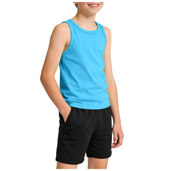 Splozh Boy Tank Tops Boys Sleeveless Shirt Undershirts Workout Base Layer Vest Soccer Shirts Casual Athletic Tees 5-6 Years,Sky Blue