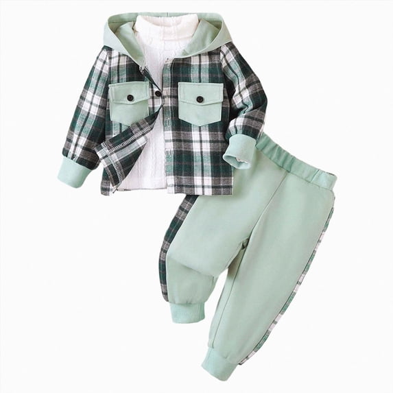 Splozh Boy Vacation Outfits Baby Toddler Boy Clothes Fall Winter Outfit Long Sleeve Sweatshirts Pants Set Boy Clothes,Green,3-4 Years