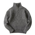 thumbnail image 1 of Splozh Boys Sweater Quarter Zip up Knit Neck Warm Pullver Kids Knitwear,Gray 5-6 Years, 1 of 6