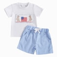 thumbnail image 1 of Splozh Boys 4th of July Clothes Set for 6 12 18 24 Months 2T 3T 4T, Star Striped Short Sleeve Top + Shorts 2 Piece Patriotic Outfit for Kids USA 250 Anniversary Blue,18-24 Months, 1 of 8