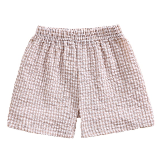Splozh Boys' Athletic Shorts Toddler Boy Girl Plaid Shorts Casual Summer Gingham Shorts Beach Shorts Casual Shorts Khaki,18-24 Months