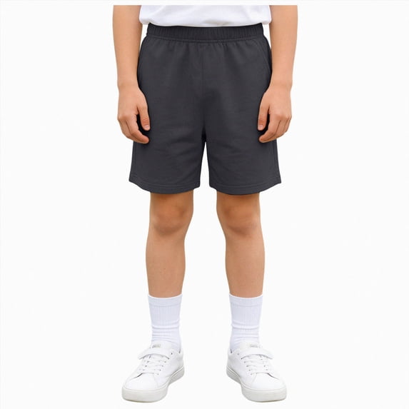 Splozh Boys Basketball Shorts Summer Casual Solid Color Cotton Pockets Boys Basketball Jersey Shorts Boys Big Kids Shorts,Black,6-7 Years