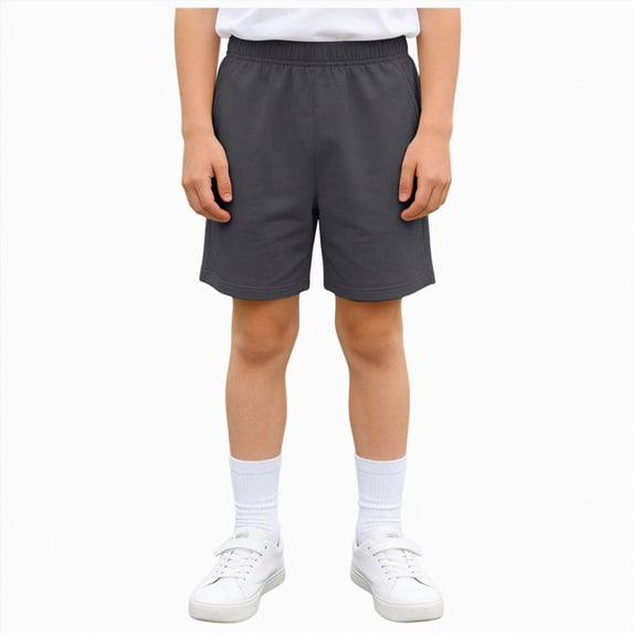 Splozh Boys Basketball Shorts Summer Casual Solid Color Cotton Pockets Boys Basketball Jersey Shorts Boys Big Kids Shorts,Grey,4-5 Years