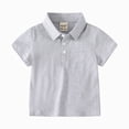 thumbnail image 1 of Splozh Boys Button Up Shirt 12 18 24 Months 2T 3T 4T 5T Casual Solid Color Lapel Collar Cotton Short Sleeve Summer Dress Shirt Toddler Button Up Shirt Boys Dress Shirts Grey,4-5 Years, 1 of 3