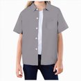 thumbnail image 1 of Splozh Boys Casual Button Down Summer Dress Shirt Collared School Short Sleeve Shirt Boys Casual Shirt Kids Everyday Shirt,Grey,9-10 Years, 1 of 4