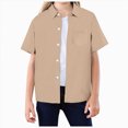 thumbnail image 1 of Splozh Boys Casual Button Down Summer Dress Shirt Collared School Short Sleeve Shirt Boys Casual Shirt Kids Everyday Shirt,Khaki,4-5 Years, 1 of 4