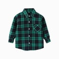 thumbnail image 1 of Splozh Boys Casual Long Sleeve Plaid Flannel Button Down Shirt 0-8T for Children Fall Clothes,Green,6-7 Years, 1 of 4