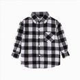 thumbnail image 1 of Splozh Boys Casual Long Sleeve Plaid Flannel Button Down Shirt 0-8T for Children Fall Clothes,White,6-7 Years, 1 of 4