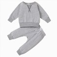 thumbnail image 1 of Splozh Boys Casual Outfits Infant Newborn Kids Baby Striped Patchwork Long Sleeve Blouse Tops Cotton Pants Trousers Outfit Set 2PCS Clothes,Grey,12-18 Months, 1 of 3