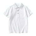 thumbnail image 1 of Splozh Boys Church Clothes Toddler Boys Shirts Short Sleeve Button Up Collared Dress Shirt with Pocket Casual Tee Tops White,5-6 Years, 1 of 7