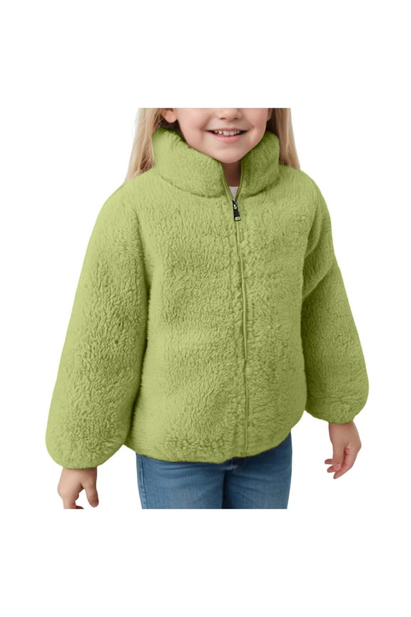 Boys Coats and Jackets Kids Printed Fleece Jacket Toddler Baby Boys Girls Autumn Winter Warm Sherpa Lining Outerwear Soft Lightweight Green,18-24 Months