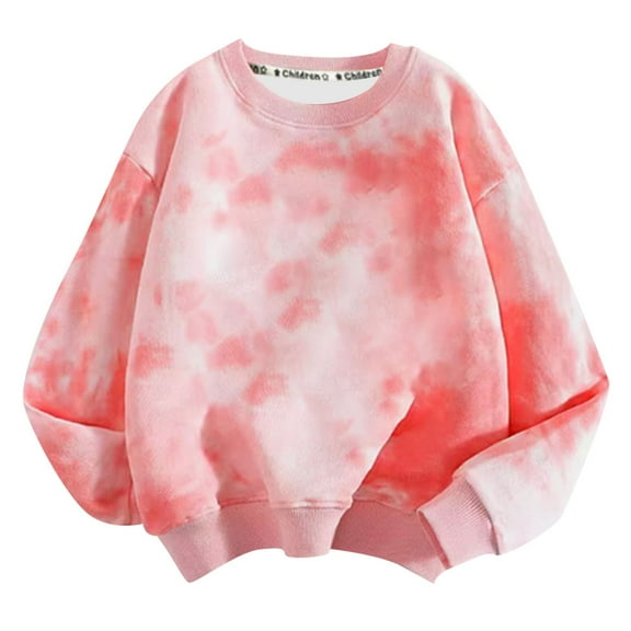 Splozh Boys Crew Neck Sweatshirt Girl's Cute Sports Shirt Trendy Casual Round Neck Pullover Comfortable Autumn Clothing Loose T Shirt Pink,5-6 Years