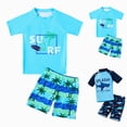 thumbnail image 1 of Splozh Boys Cute Pattern Swim Trunks & Shirt Set for 4-9 Years, UPF 50+ Rash Guard 2 Piece Summer Breathable Swimming Suit for Toddler & Kids Light Blue,4-5 Years, 1 of 5