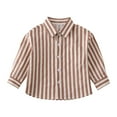 thumbnail image 1 of Splozh Boys Dress Shirts Toddler Baby Boy Outfit Striped Long Sleeve Shirt Button Up Pullover Top Coffee,12-18 Months, 1 of 6