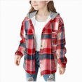 thumbnail image 1 of Splozh Boys Girls Plaid Flannel Shirts 4-15 Years Long Sleeve Casual Button Down Shirts Collared Fall Clothes,Red,6-7 Years, 1 of 5