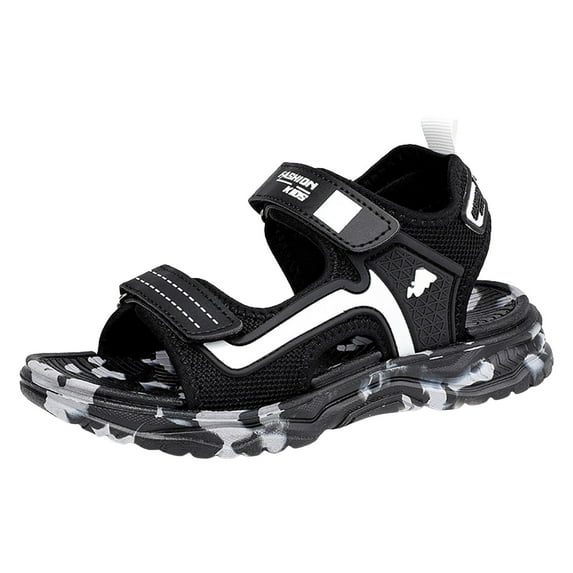 Splozh Boys Girls Sandals Kids Summer Beach Casual Shoes Open Toe Athletic Adjustable Strap Outdoor Lightweight Sandals,Black 11.5