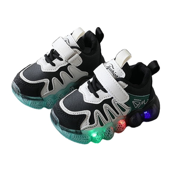 Splozh Boys Girls Shoes Boys Sneakers Kids Light up Shoes Toddler Girls Boys Breathable Led Flashing Sneakers,Black 8