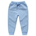 thumbnail image 1 of Splozh Boys Girls Solid Color Sweatpants Toddler Elastic Waistband Drawstring Jogger Pants Fall Winter Bloomers Long Pants,Light Blue 5-6 Years, 1 of 4