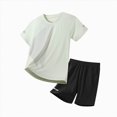 thumbnail image 1 of Splozh Boys Gymnastics Outfit Boys 2 Piece Outfits Short Sleeve Basketball T-Shirt and Shorts Summer Clothes for Kids,Green,11-12 Years, 1 of 4