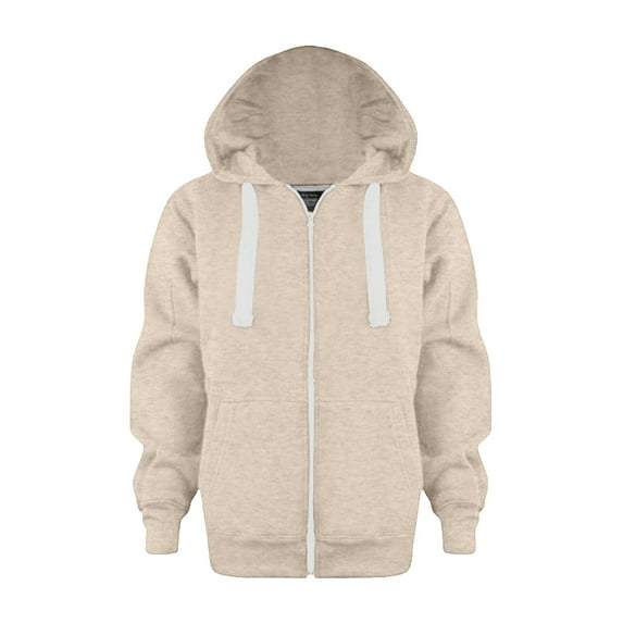 Splozh Boys Hoody Fleece Jacket Zip Sherpa Lined Hooded Sweatshirt with Two Pockets Boys' Outerwear Jackets & Coats,Beige 13-14 Years