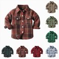 thumbnail image 1 of Splozh Boys Jacket Kids Little Boys Girls Baby Long Sleeve Button Down Plaid Flannel Shirt Girl Boy,Green,6-7 Years, 1 of 5