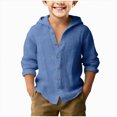 thumbnail image 1 of Splozh Boys Long Sleeve 4-15 Years Boys Long Sleeve School Shirts Button Down Teens Boys Beach Breathable Summer T Shirt, Blue, 8-9 Years, 1 of 4
