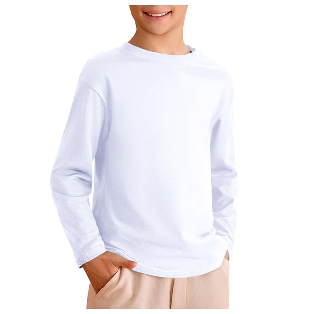 Splozh Boys Long Sleeve Shirts Soft Cotton Basic Tees Youth Boys Long ...