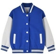 thumbnail image 1 of Splozh Boys' Outerwear Jackets Coats Bomber Jacket Varsity Cardigan Lightweight Coat Snap Button Sweatshirts Blue,13-14 Years, 1 of 7