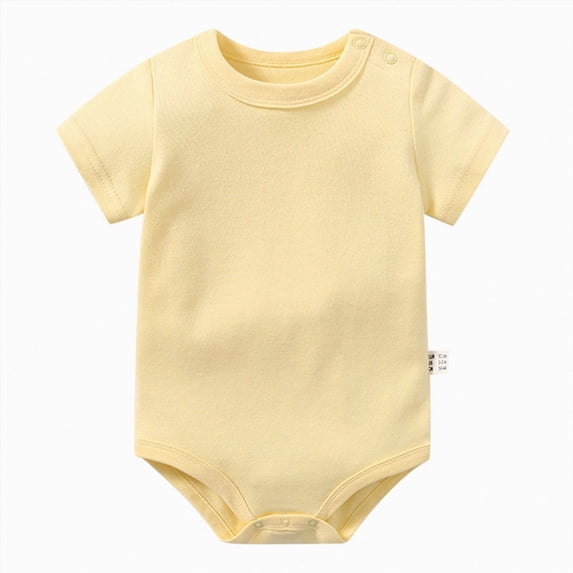 Splozh Boys Pajamas 3 6 9 12 18 24 Months Baby Bodysuits Soft Cotton Short Sleeve Solid Color Newborn Romper,Yellow,3-6 Months