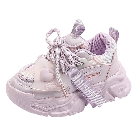 Splozh Boys Running Shoes Spring Light Soft Sole Breathable Mesh Children's Sports Shoes Girls Running Shoes Purple,US 9