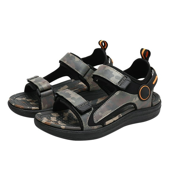 Splozh Boys Sandals Camouflage Print Kids Fashion Sport Sandals Outdoor Sandal Athletic Casual Sandals Beach Shoes,Brown 1.5