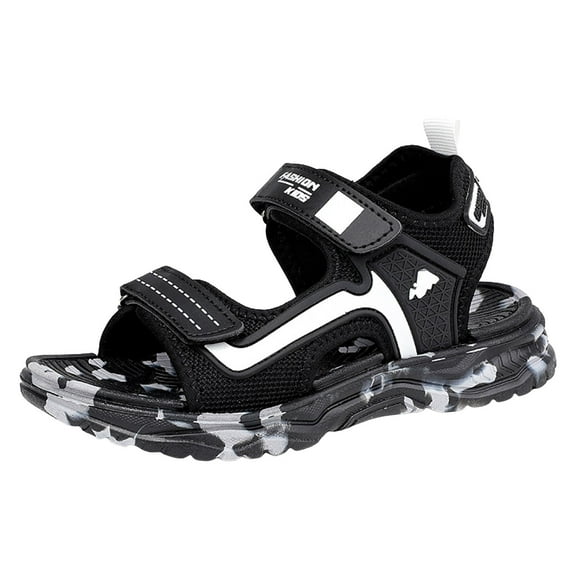 Splozh Boys' Sandals Kids Boys Summer Sports Sandals Outdoor Hiking Beach Open Toe Lightweight Breathable Non Slip Casual Walking Shoes,Black 13