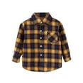 thumbnail image 1 of Splozh Boys Shirt Baby Toddler Boys Long Sleeve Shirt Flannel Plaid Shirts Button Down Jacket Top Outfit Fall Winter Clothes Yellow,7-8 Years, 1 of 3