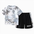 thumbnail image 1 of Splozh Boys' Short Sets Toddler Boys 2-Piece Summer Casual Outfit Short Sleeve T-Shirt Shorts Set,Sky Blue,18-24 Months, 1 of 9