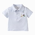 thumbnail image 1 of Splozh Boys Short Sleeve Shirt 1T 2T 3T 4T 5T Baby Toddler Clothing Cute Casual Goose Embroidered Lapel T Shirt,Blue,0-6 Months, 1 of 8